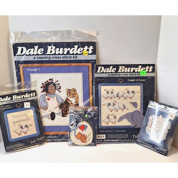 Lot of 5 DALE BURDETT Cross Stitch Vintage Frame Sealed Variety 1980's Original - Picture 1 of 9